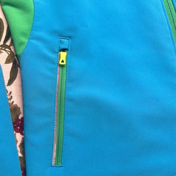 The North Face tech zip up mid layer jacket light blue & kelly green Size S/P - Picture 8 of 11